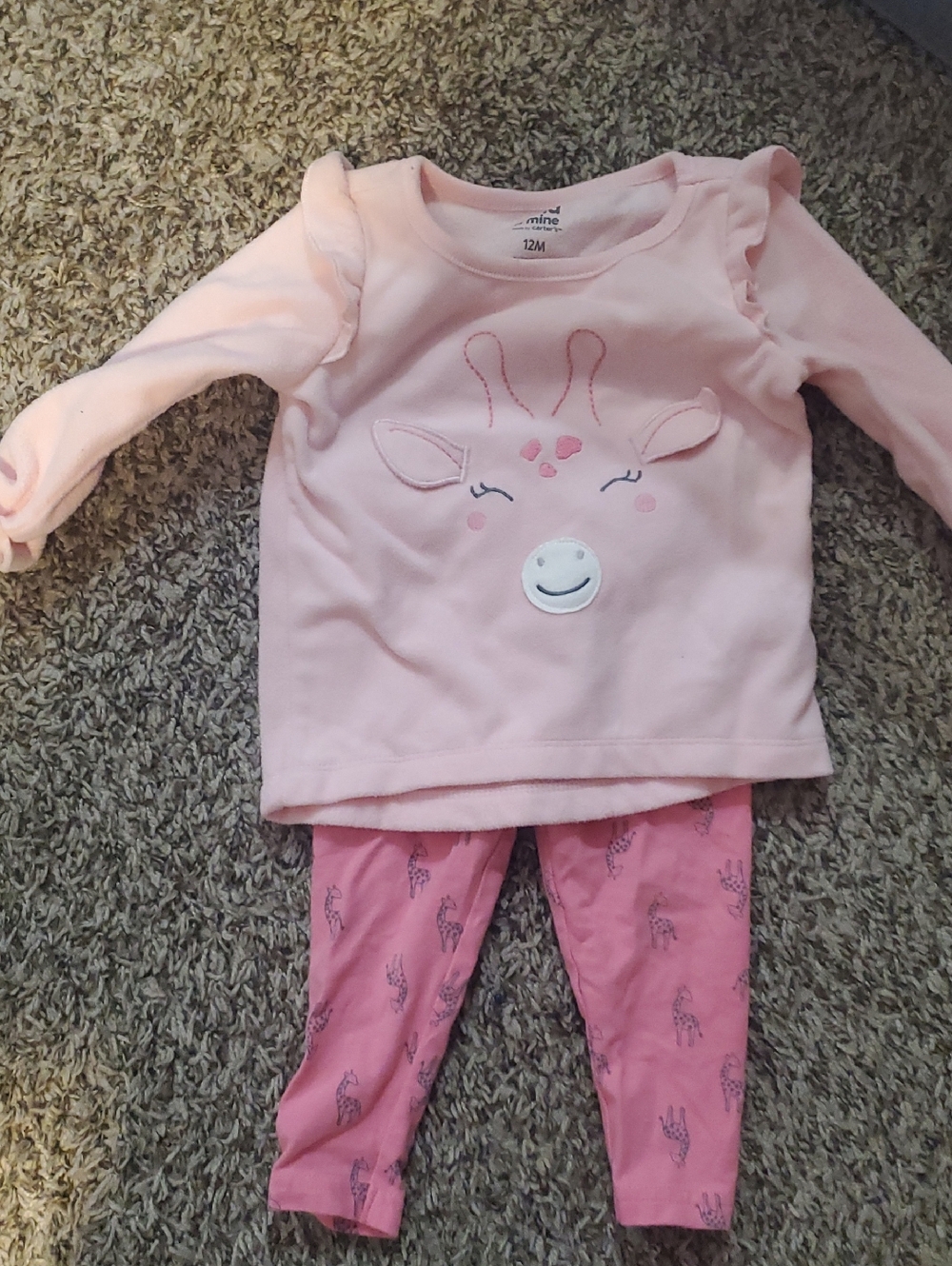 Carter's Soft Pink Giraffe Appliqué Pajama Set